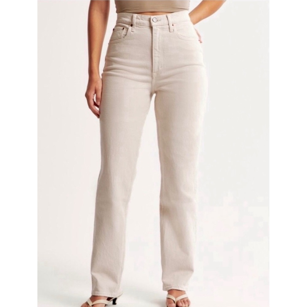 Abercrombie & Fitch The 90s Straight Ultra High Rise Jeans Cream White 28 6R
